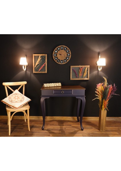 80 cm Çekmeceli Masif Lacivert Ceviz Dresuar