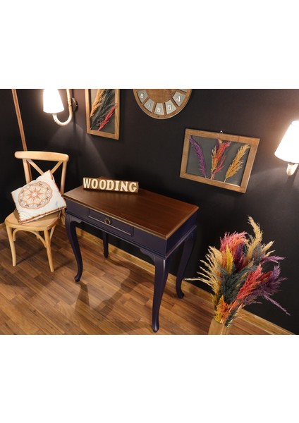 80 cm Çekmeceli Masif Lacivert Ceviz Dresuar fırsatları