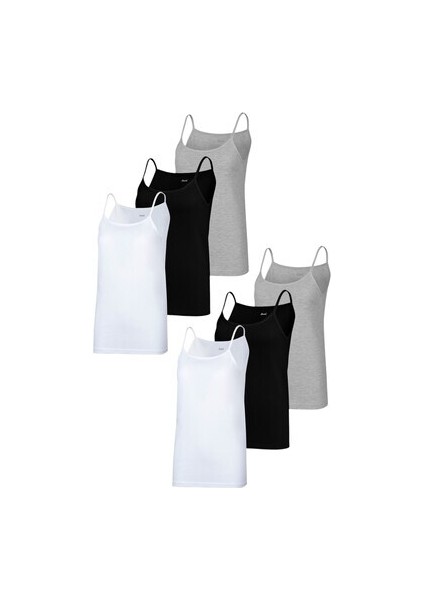 6'lı Kadın Karışık Renk Pamuklu Ip Askılı Atlet