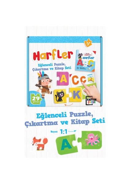 Harfler Puzzle 28 Parça (Puzzle Stickerlı Harfler Etkinlik Kitabı)