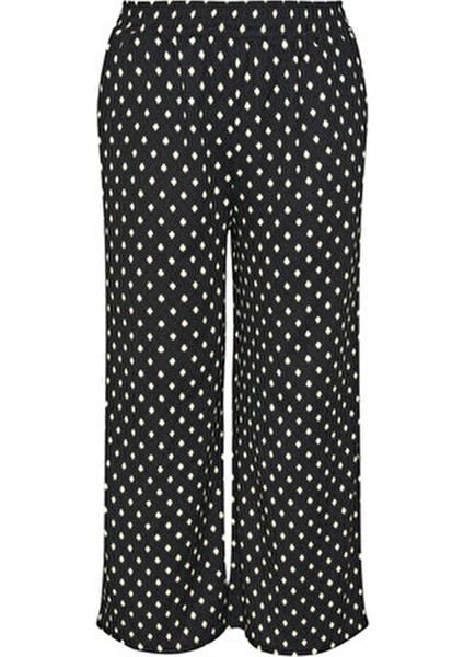 Büyük Beden Beli Lastikli Bol Paça Desenli Cepli Pantolon 303710