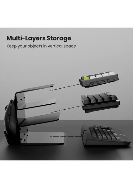 Klavye Fare Masaüstü Organizatör Akrilik 3 Katman Stand Çerçeve Klavye Ekran Stand Tutucu Stand Sergi Siyah (Yurt Dışından)