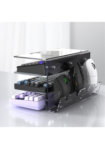 Klavye Fare Masaüstü Organizatör Akrilik 3 Katman Stand Çerçeve Klavye Ekran Stand Tutucu Stand Sergi Siyah (Yurt Dışından) indirimleri