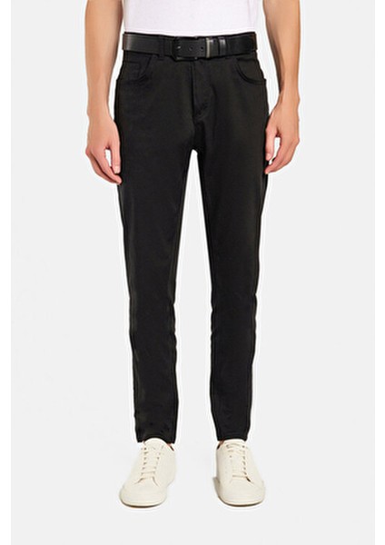 Erkek Regular Fit Rahat Kesim Kanvas Siyah Pantolon
