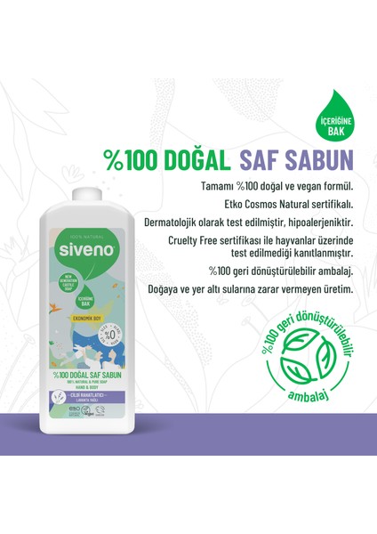 %100 Doğal Sıvı Kastil Sabun Lavanta Yağlı Cildi Nemlendirici Bitkisel Vegan 1000 ml