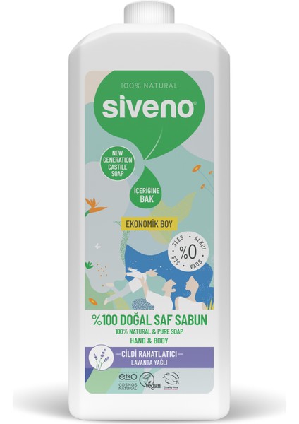 %100 Doğal Sıvı Kastil Sabun Lavanta Yağlı Cildi Nemlendirici Bitkisel Vegan 1000 ml