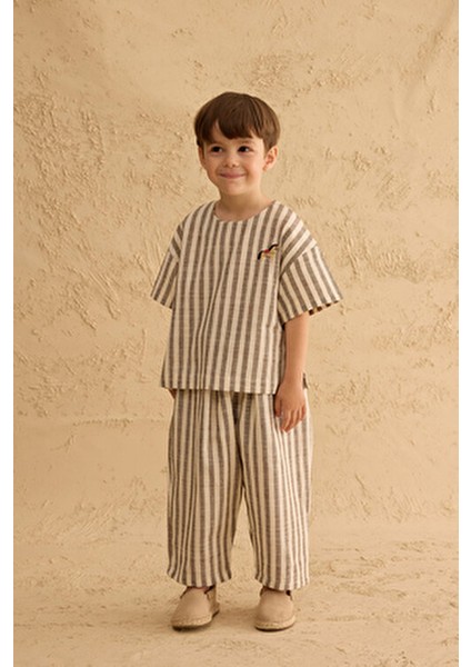 Pamuk Çizgili Üst Bej