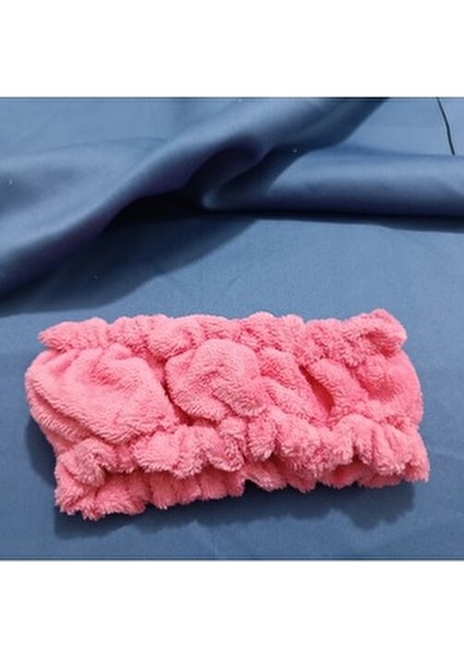 Kadınlar İçin Pembe Elastik Havlu Makyaj Bandı Şık Desenli