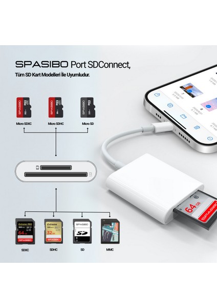 Port Sdconnect | Lightning - Sd Kart ve Micro Sd Kart Okuyucu ile iPhone & Ipad’e Hızlı Fotoğraf ve Video Aktarımı fiyatları