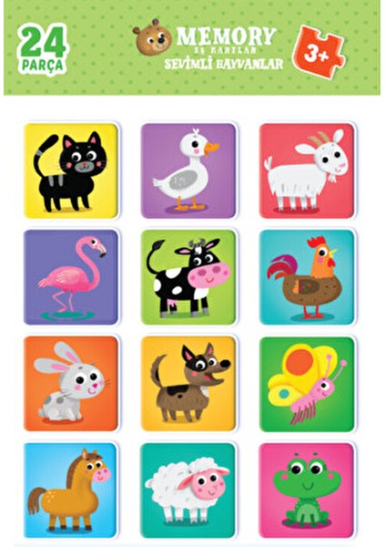 Sevimli Hayvanlar Hafıza Kartları 24 Parça (Eşleştirme Kartları+ Sevimli Hayvanlar Boya Kitabı) modelleri