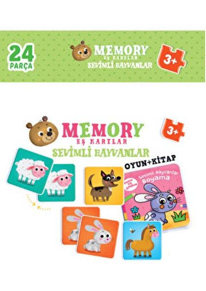Sevimli Hayvanlar Hafıza Kartları 24 Parça (Eşleştirme Kartları+ Sevimli Hayvanlar Boya Kitabı) indirimleri