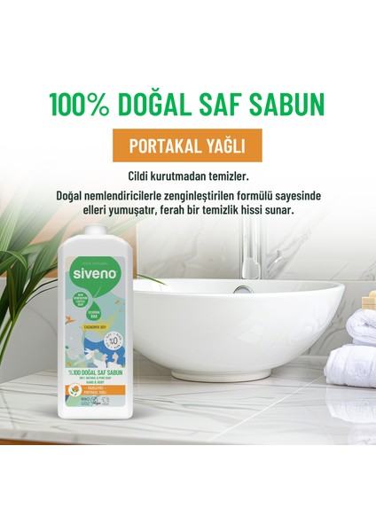 %100 Doğal Sıvı Kastil Sabun Portakal Yağlı Tazeleyici Nemlendirici Bitkisel Vegan 1000 ml modelleri