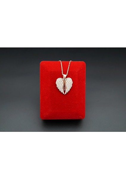 Rose Kaplama Büyük Kanatlı Kadın Kolye SK00052