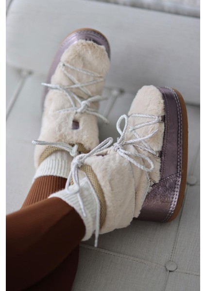 Dixie Kürklü Kalın Tabanlı Kadın Kar Botu - Gümüş