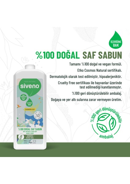 %100 Doğal Sıvı Kastil Sabun Defne Yağlı Yoğun Nemlendirici Arındırıcı Bitkisel Vegan 1000 ml