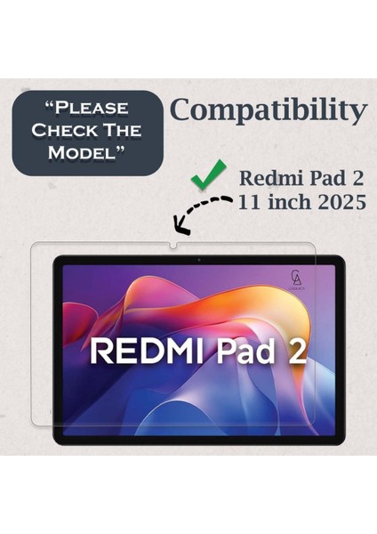 Xiaomi Redmi Pad 2 11 Inç ile Uyumlu Temperli Kırılmaz Cam Ekran Koruyucu 5 Adet modelleri