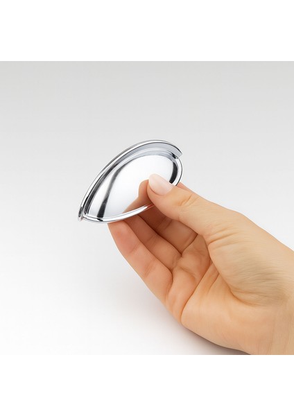 Çanak Kulp 64 mm Krom Gümüş Renk Metal Mobilya Çekmece Dolap Kapak Kulpu Modern Mutfak Kulpları fırsatları