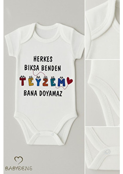 Herkes Bıksa Benden Teyzem Bana Doyamaz Yazılı Bebek Zıbını | %100 Pamuk 03-24AY Çıtçıtlı Body Tulum fiyatları