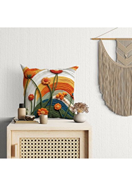 2 Li Kombin Renklii Bohemian Desen 3 Boyutlu Dijital Baskılı Kırlent Kılıfı modelleri