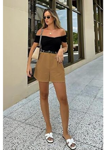 Vizon Pileli Kadın Şort MG2518 fırsatları