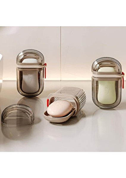 Şeffaf Kutu Şeklinde Plastik Katı Sabunluk Pratik Kullanımlı Hijyenik Banyo Sabun Kabı