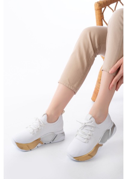 RS-400 Beyaz Bağcıklı Fileli Renkli Taban Günlük Kadın Spor fiyatları