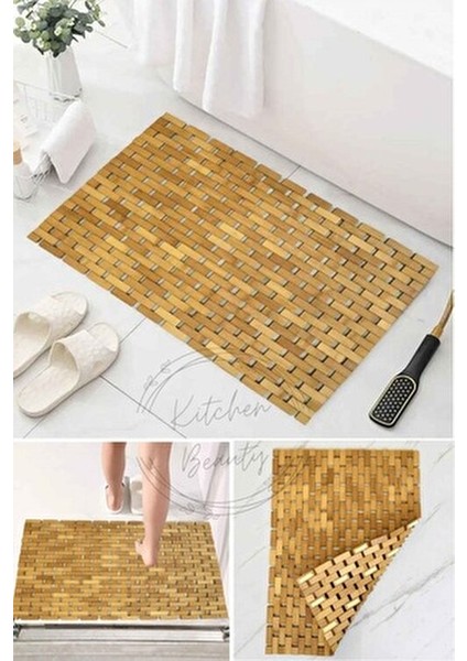 Bambu Kaymaz Banyo Paspası -Katlanabilir Doğal Çok Amaçlı Kaydırmaz Taban Banyo Matı