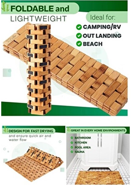 Bambu Kaymaz Banyo Paspası -Katlanabilir Doğal Çok Amaçlı Kaydırmaz Taban Banyo Matı fiyatları