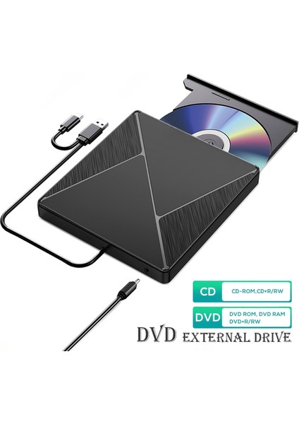 Harici DVD Drive Usb3 0 Cd-Rom Brülör Taşınabilir Çift Arayüz Tip-C USB CD DVD Brülör Dizüstü Bilgisayar Için (Yurt Dışından) fiyatları
