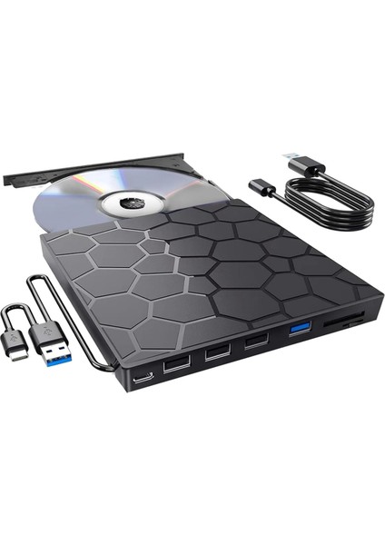 Harici Cd/dvd Sürücü Oynatıcı 7&#39 De 1 USB 3 0 Cd/dvd-Rom +/- Rw CD Burner Dizüstü Masaüstü Mac Windows 11/10/8/7 Linux (Yurt Dışından)