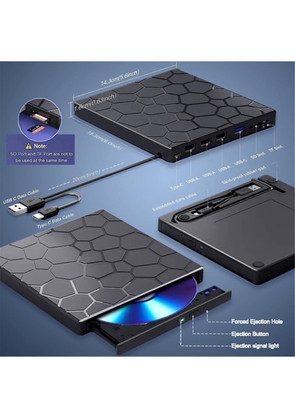 Harici Cd/dvd Sürücü Oynatıcı 7&#39 De 1 USB 3 0 Cd/dvd-Rom +/- Rw CD Burner Dizüstü Masaüstü Mac Windows 11/10/8/7 Linux (Yurt Dışından) indirimleri