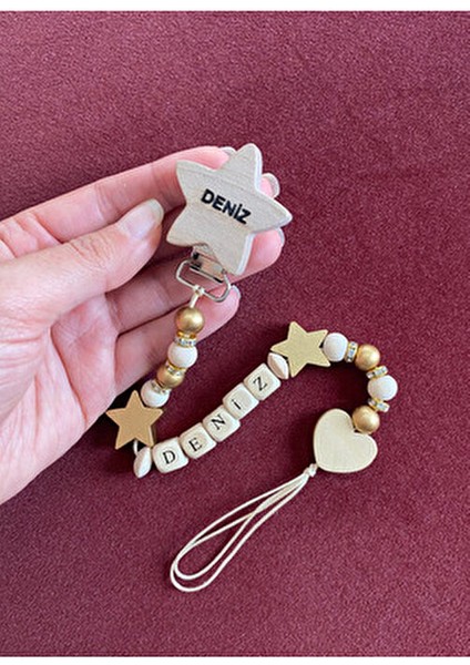 Doğal Ahşap Emzik Zinciri - Isimli Emzik Askısı Ahşap Emzik Zinciri Emzik Tutucu Bebek Hediyesi modelleri