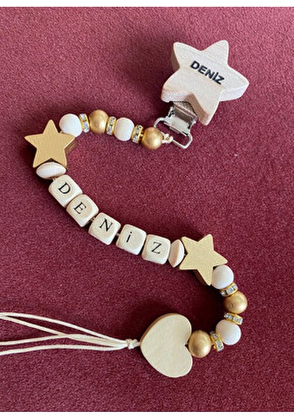 Doğal Ahşap Emzik Zinciri - Isimli Emzik Askısı Ahşap Emzik Zinciri Emzik Tutucu Bebek Hediyesi fırsatları