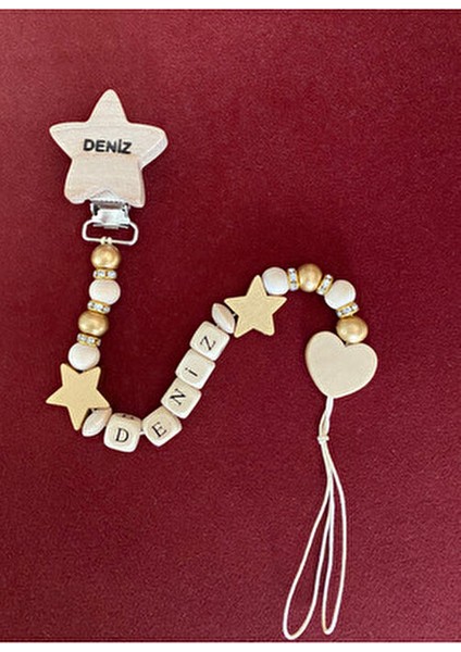 Doğal Ahşap Emzik Zinciri - Isimli Emzik Askısı Ahşap Emzik Zinciri Emzik Tutucu Bebek Hediyesi indirimleri