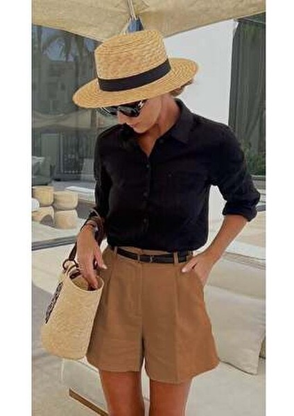 Vizon Pileli Kadın Şort MG2518