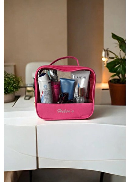 Pvc Şeffaf Seyahat Makyaj Kozmetik Çantası Pembe modelleri