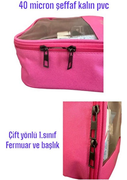 Pvc Şeffaf Seyahat Makyaj Kozmetik Çantası Pembe indirimleri