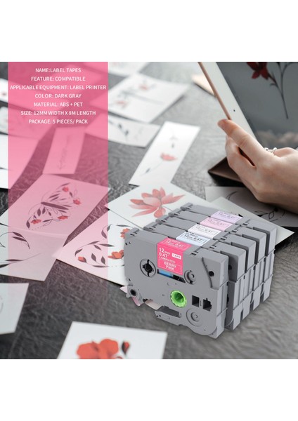 P-Touch P-Touch Için Uyumlu Etiket Bant Değiştirme 12MM 1/2 Inç Lamine (Berry Pembe/pembe/mor/mavi/beyaz) Kardeş Etiket Işaretçisi (Yurt Dışından) modelleri