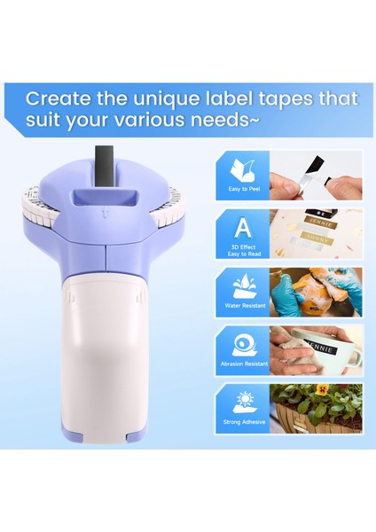 Taşınabilir 3D Kabartma Etiketi Yazıcı Dıy Manuel Etiket Baskı 12965 Manuel Daktilo Mor (Yurt Dışından) indirimleri