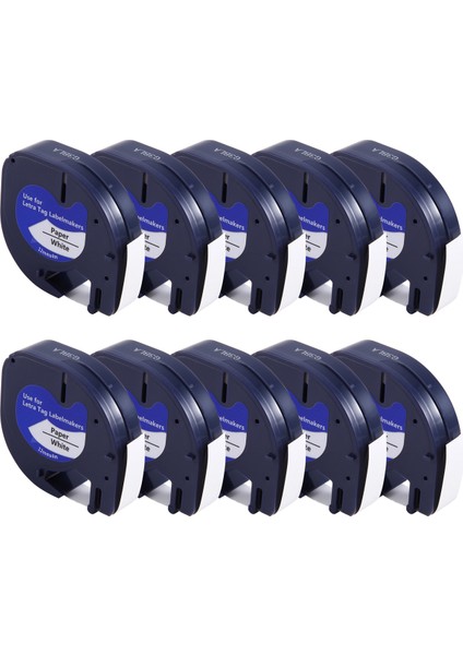 10PCS Etiket Maker Dymo Letratag Için Yatırlar Yeniden Doldurma 12MM x 4m Letra Etiketi Için Beyaz Plastik Etiket Bant Plus Lt Etiket Maker (Yurt Dışından)