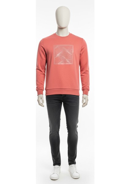 Erkek Regular Fit 3 Iplik Enjeksiyon Baskı Bisiklet Yaka Sweatshirt fiyatları