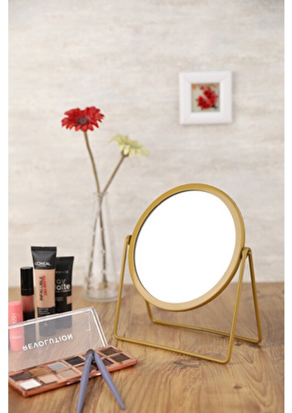 Gold Metal Makyaj Aynası Ayarlanabilir Masa Üstü Metal Ayna fiyatları