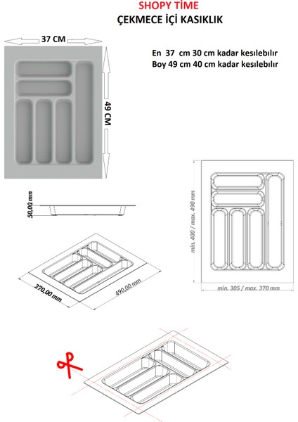 Çekmece Içi Kaşıklık ve Kepçelik Düzenleyici – Antrasit 37X49 cm (36,5X40 cm Kadar Kesilebilir) fırsatları
