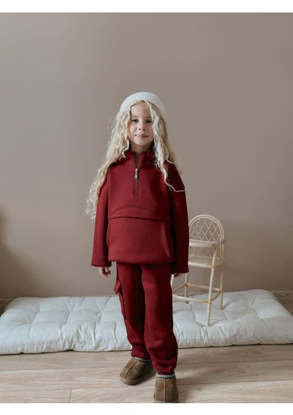 Kız Çocuk Kanguru Cepli Sweatshirtli Kışlık Takım modelleri