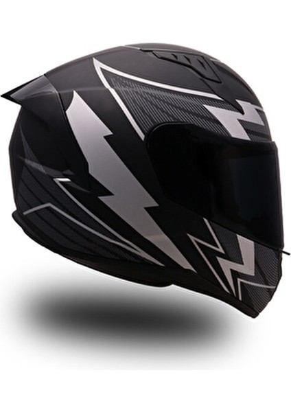 Thunderbolt Mat Siyah Beyaz Tam Yüz Kask Polikarbonat Malzeme 4 Mevsim Kullanım indirimleri