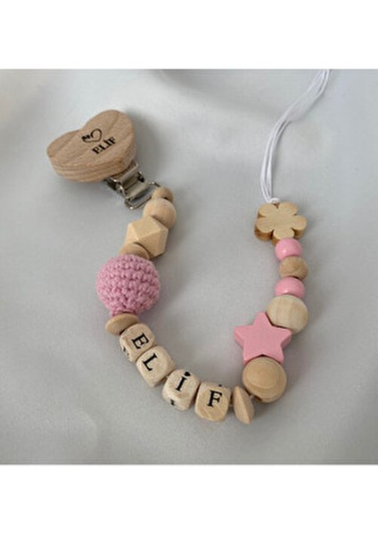 Doğal Ahşap Emzik Zinciri - Isimli Emzik Askısı Ahşap Emzik Zinciri Emzik Tutucu Bebek Hediyesi