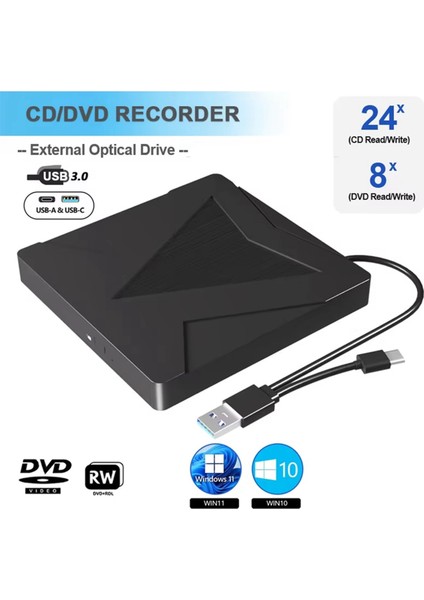 Harici DVD Sürücü CD DVD -/+Rw Player Burner Dizüstü Bilgisayar Bilgisayar Defterleri Için Taşınabilir Optik Sürücü Windows 11 10 Mac (Yurt Dışından) fiyatları