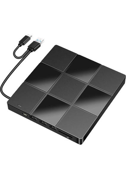 7 Arada Çok Fonksiyonlu Optik Sürücü USB Bilgisayar DVD Oynatıcı Not Defteri Harici Kaydedici Ultra Ince (Yurt Dışından) fırsatları