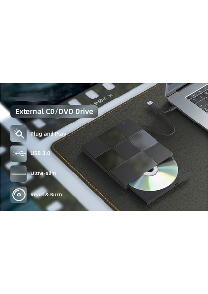 7 Arada Çok Fonksiyonlu Optik Sürücü USB Bilgisayar DVD Oynatıcı Not Defteri Harici Kaydedici Ultra Ince (Yurt Dışından) indirimleri