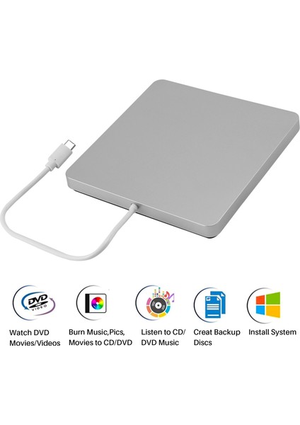 Harici DVD Burner Drive Tip-C Tip Optik Disk Sürücüsü Ince Yuva Cd/dvd +/- Rw Burner USB C Superdrive Mac/pencere Için (Yurt Dışından) modelleri